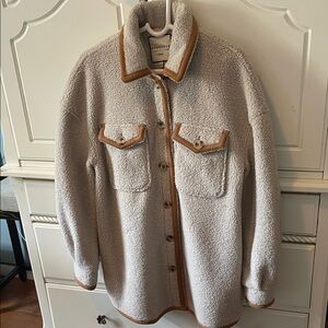 Cozy Teddy Jacket with Tan Accents